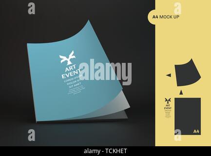 Realistic book mockup. Cover design template. Perspective view. 3d vector illustration. Stock Vector