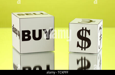 forex. currency in the white dices on green background Stock Photo