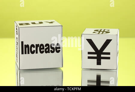 forex. currency in the white dices on green background Stock Photo