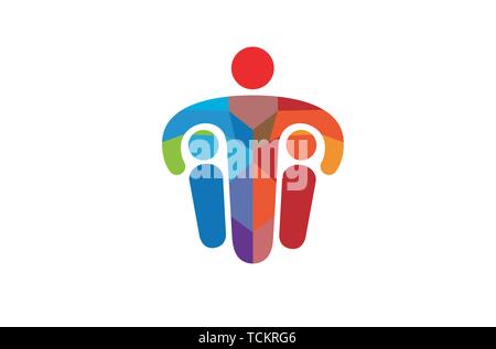 Creative Colorful Three Persons Parent Children Logo Design Illustration Stock Vector