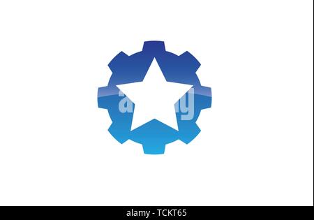 Creative Glossy Gear Star Logo Symbol Design Illustration Stock Vector