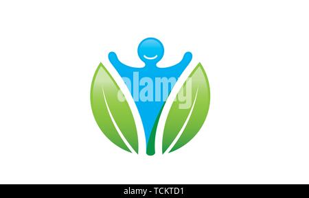 Creative Body Leaves Circle Logo Design Stock Vector