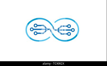Creative Abstract Infinity Symbol Technology Logo Design Stock Vector