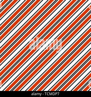 Halloween Stripes Seamless Pattern - Black, orange, and white diagonal stripes design Stock Vector