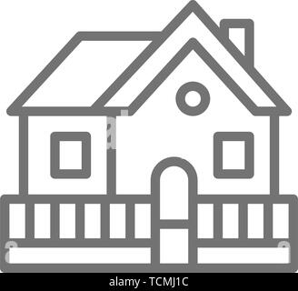 Vector vacation home, country house line icon. Stock Vector