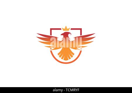 Creative Phoenix Bird Shield Logo Design Illustration Stock Vector