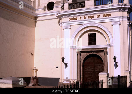 Lima, Peru - April 21, 2018: Architectural detail of Sanctuary of Our Lady of The Miracle church Stock Photo