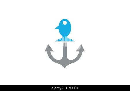Creative Anchor Fish Logo Design Illustration Stock Vector