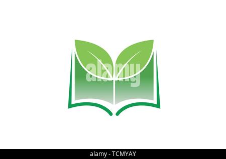 Creative Green book leaf Logo Symbol Vector Design Illustration Stock Vector