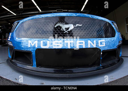 Brooklyn, Michigan, USA. 8th June, 2019. Monster Energy NASCAR driver KEVIN HARVICK'S (4) car sits in the garage at Michigan International Speedway. Credit: Scott Mapes/ZUMA Wire/Alamy Live News Stock Photo
