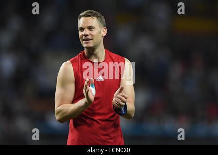 final jubilation: Goalkeeper Manuel Neuer (Germany). GES/Football/European Qualifiers: Belarus - Germany, 08.06.2019 Football/Soccer: European Qualifiers: Belarus vs. Germany, Minsk, June 8, 2019 | usage worldwide Stock Photo