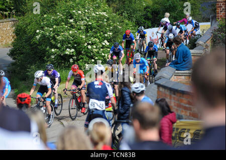 Melton Mowbray, Leicestershire, UK,  9th June 2019. Action from the 2019 6th Junior CiCLE Classic Cycle Race in Melton Mowbray part of the British Cycling National Junior Road Race Series. @ Credit: David Partridge/Alamy Live News Stock Photo