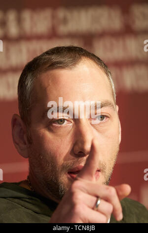 Nürburg, Germany. 09 June 2019. 09 June 2019, Rhineland-Palatinate, Nürburg: Organizer Andre Lieberberg speaks at the press conference of the open-air festival 'Rock am Ring'. On three days about 75 bands perform on three stages in front of more than 80000 spectators. Photo: Thomas Frey/dpa Credit: dpa picture alliance/Alamy Live News Stock Photo