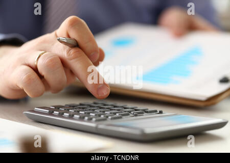 Manager Calculate Finance Budget Salary Expenses Stock Photo