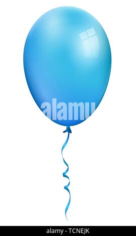 Single realistic blue 3d ballon isolated on white background Stock Vector