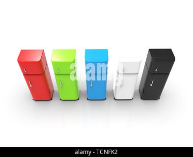 3d rendering of a refrigerator isolated on white studio background. Stock Photo