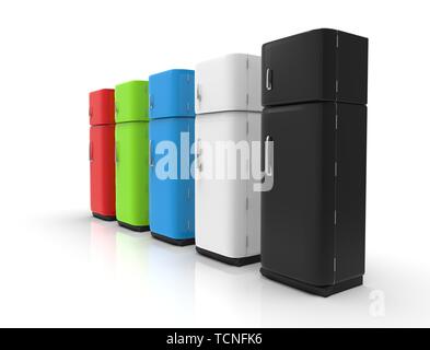 3d rendering of a refrigerator isolated on white studio background. Stock Photo