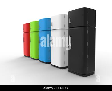 3d rendering of a refrigerator isolated on white studio background. Stock Photo