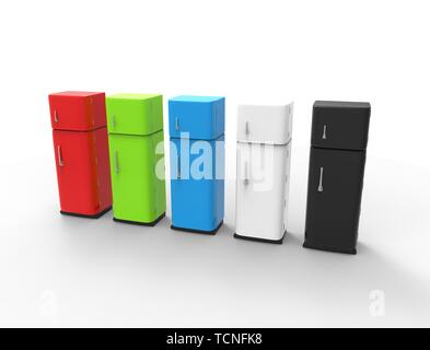 3d rendering of a refrigerator isolated on white studio background. Stock Photo