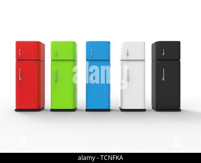 3d rendering of a refrigerator isolated on white studio background. Stock Photo