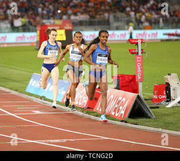 ROME, ITALY - JUN 06: Laura Muir, Gudaf Tsegay and Genzebe Dibaba compete in the Women 1500m event during the IAAF Diamond League 2019 Golden Gala Pie Stock Photo