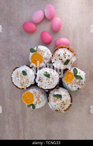 Easter, Easter cake with a complex composition, beautiful scenery, dried fruits Stock Photo