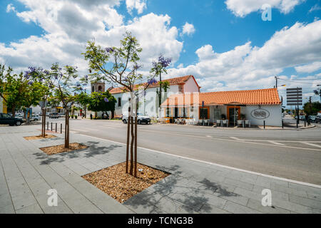 Azeitao, Portugal - June 7, 2019: General street view of historic centre of the charming village of Azeitao, Setubal, Portugal Stock Photo