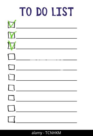 To do list. Doodle design. Vector illustration. Blank planner Stock Vector