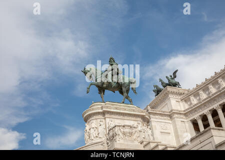 Rome, Italy - June 21, 2018: Equestrian statue of Vittorio Emanuele II at Piazza Venezia in Rome Stock Photo