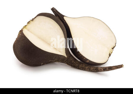 Black radish with half isolated on white background Stock Photo