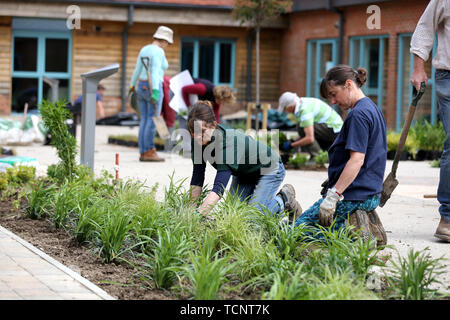 General views of the gardens at the new St Wilfrid's Hospice in Bosham, Chichester, West Sussex, UK. Stock Photo