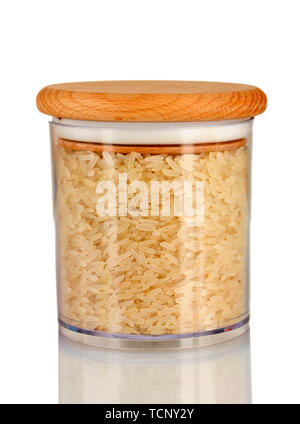 rice in jar on white background Stock Photo - Alamy