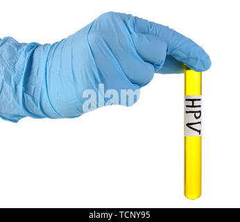 Test tube labeled Human Stock Photo