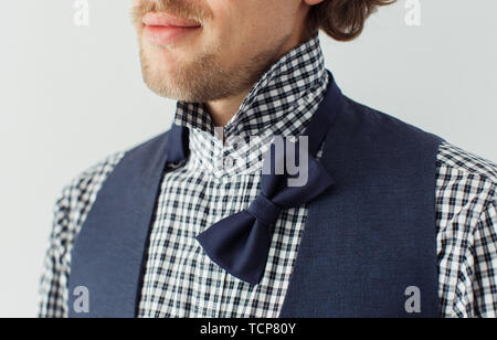 Man with beard wearing bowtie, hipster style Stock Photo