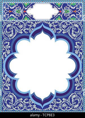 Blue Border inside book cover, Islamic Art Style Stock Vector