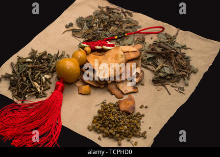 Still life combination of traditional Chinese medicine Stock Photo