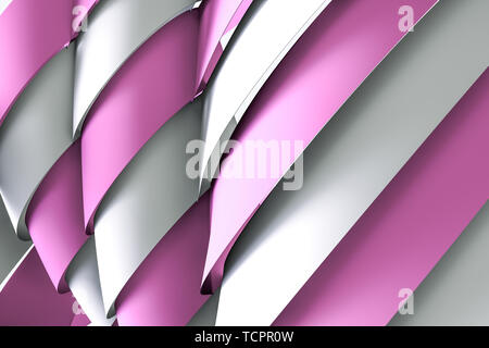 Three-dimensional rendering, pink and white flow background Stock Photo