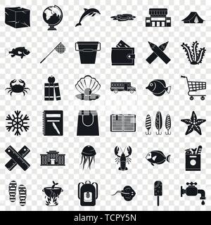 Fishing icons set, simle style Stock Vector