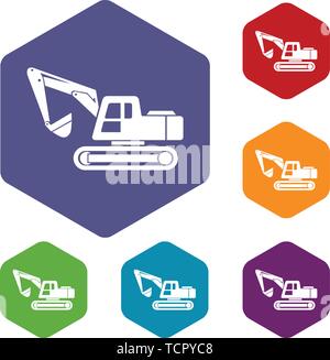 Digging machine icon, simple style Stock Vector