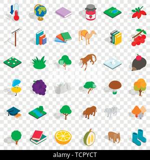 Biology icons set, isometric style Stock Vector