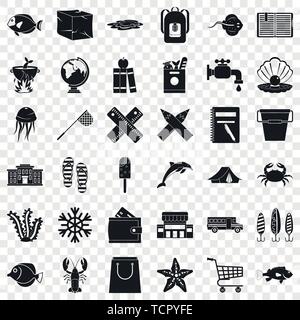 Fish icons set, simle style Stock Vector