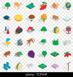 Nature icons set, isometric style Stock Vector