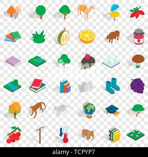 Tree icons set, isometric style Stock Vector