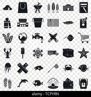 Outdoor icons set, simle style Stock Vector
