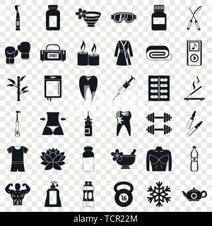 Fitness icons set, simle style Stock Vector