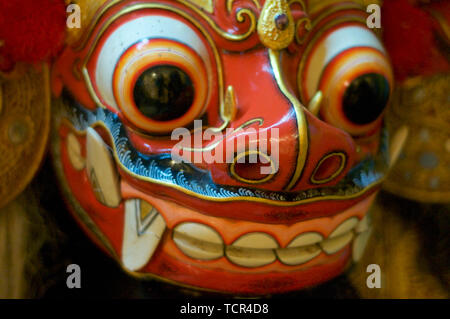 Beautiful close up of a typical Balinese Barong mask captured in Ubud, Bali - Indonesia Stock Photo