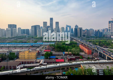 Harmony crosses the Beijing international trade skyline Stock Photo