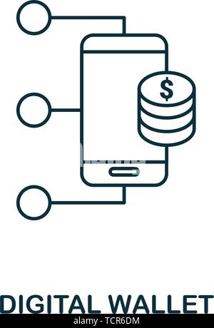 Digital Wallet outline icon. Thin line style icons from personal finance icon collection. Web design, apps, software and printing simple digital Stock Vector