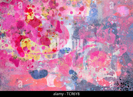 Creative multilayered  acrylic background made with various textures in punchy tones Stock Photo
