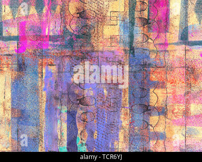 Creative multilayered  acrylic background made with various textures in pastel tones Stock Photo